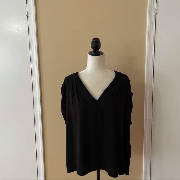Black V Neck Blouse - Picture 3 of 6